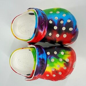 Crocs Kids Classic Tie Dye Clog Rainbow Colorful Shoes Size 2/3C Unisex Toddler